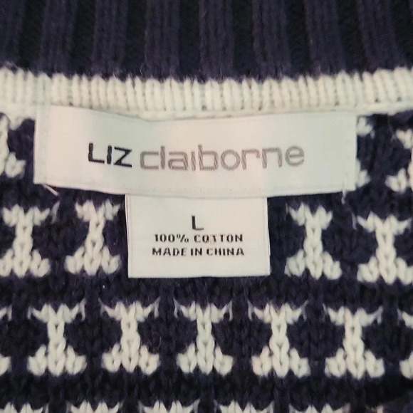 🛍Liz‎ Claiborne Knitted Front Cotton Zip Long Sleeve Cardigan Womens L - Picture 4 of 9